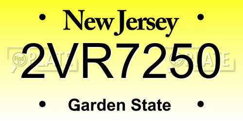 2VR7250 New Jersey License Plate
