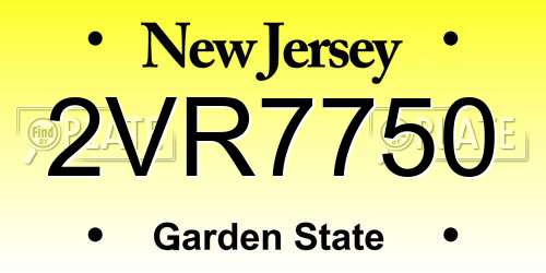 2VR7750 New Jersey License Plate