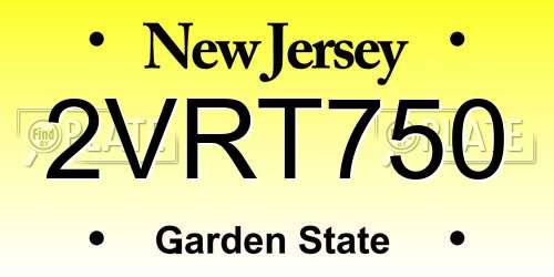 2VRT750 New Jersey License Plate