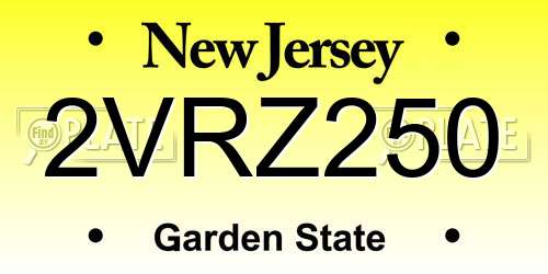 2VRZ250 New Jersey License Plate