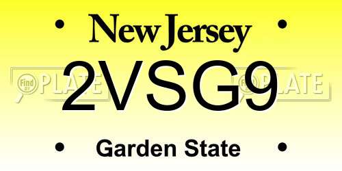 2VSG9 New Jersey License Plate
