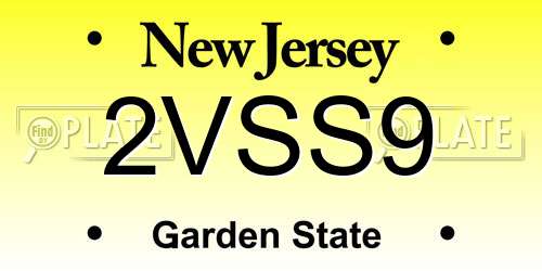 2VSS9 New Jersey License Plate