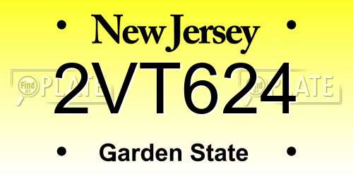 2VT624 New Jersey License Plate