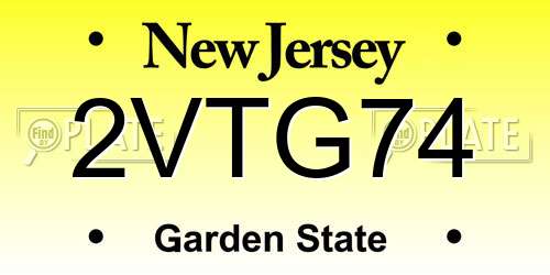 2VTG74 New Jersey License Plate