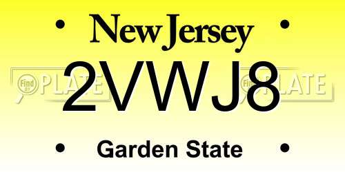 2VWJ8 New Jersey License Plate