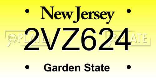 2VZ624 New Jersey License Plate