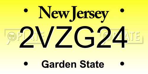 2VZG24 New Jersey License Plate