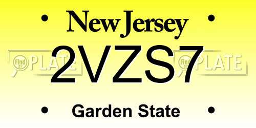 2VZS7 New Jersey License Plate