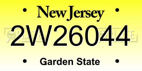 2W26044 New Jersey License Plate