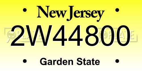 2W44800 New Jersey License Plate