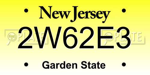 2W62E3 New Jersey License Plate