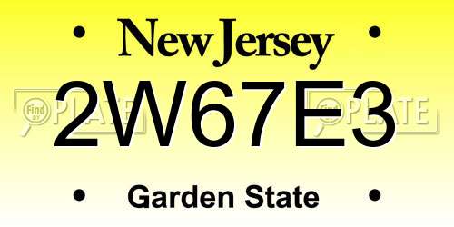 2W67E3 New Jersey License Plate