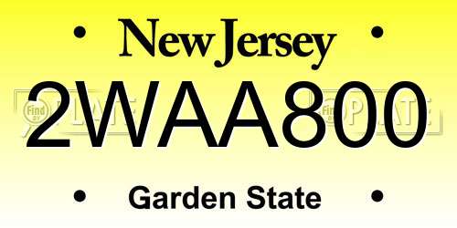 2WAA800 New Jersey License Plate