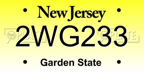 2WG233 New Jersey License Plate