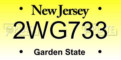2WG733 New Jersey License Plate