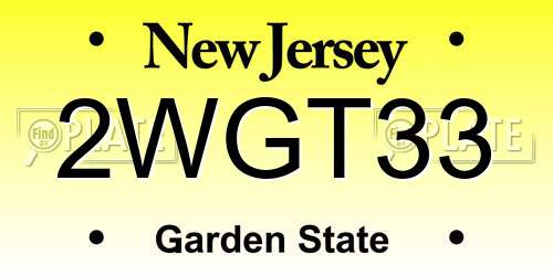 2WGT33 New Jersey License Plate