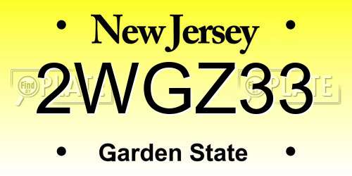 2WGZ33 New Jersey License Plate