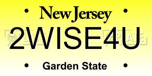 2WISE4U New Jersey License Plate