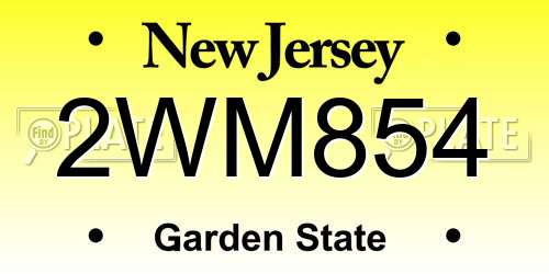 2WM854 New Jersey License Plate