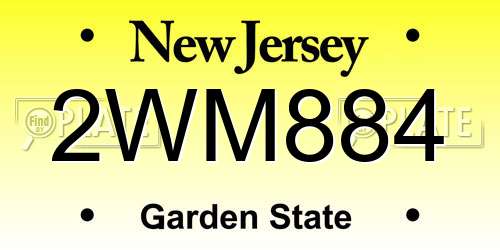 2WM884 New Jersey License Plate