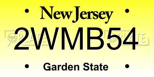 2WMB54 New Jersey License Plate