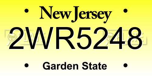 2WR5248 New Jersey License Plate