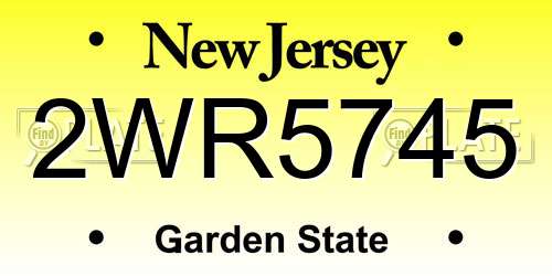 2WR5745 New Jersey License Plate