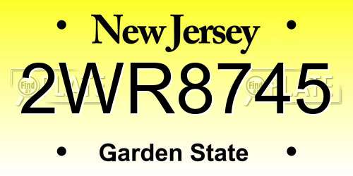 2WR8745 New Jersey License Plate