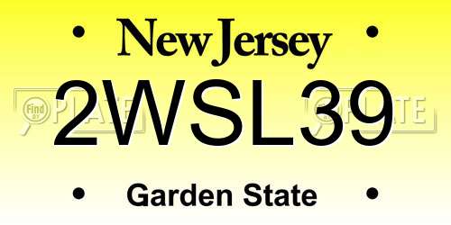 2WSL39 New Jersey License Plate