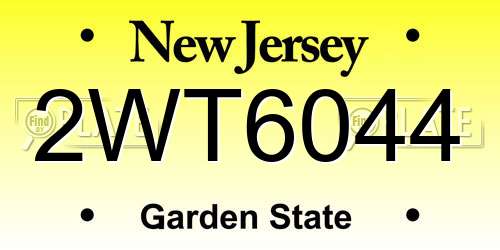 2WT6044 New Jersey License Plate