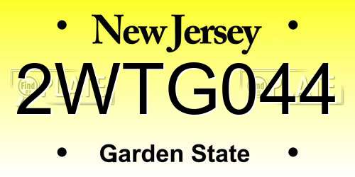 2WTG044 New Jersey License Plate