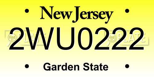 2WU0222 New Jersey License Plate