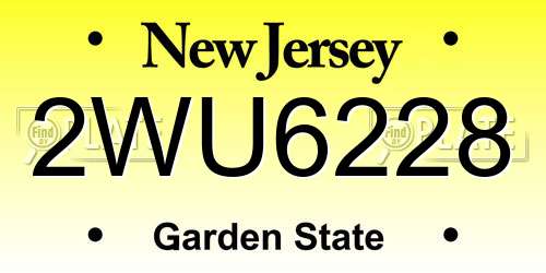 2WU6228 New Jersey License Plate