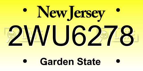 2WU6278 New Jersey License Plate