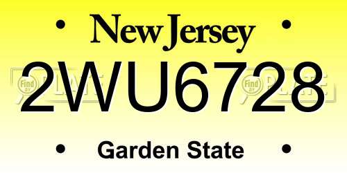 2WU6728 New Jersey License Plate
