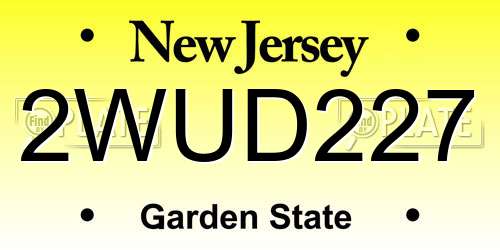 2WUD227 New Jersey License Plate