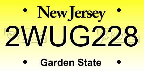 2WUG228 New Jersey License Plate