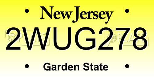 2WUG278 New Jersey License Plate