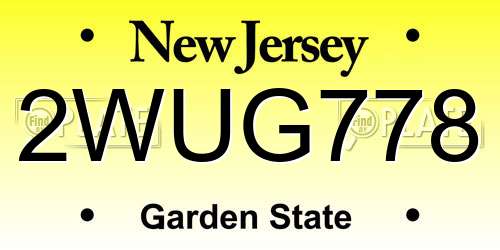 2WUG778 New Jersey License Plate