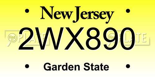 2WX890 New Jersey License Plate