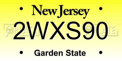 2WXS90 New Jersey License Plate