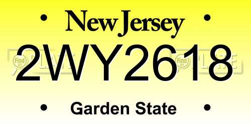 2WY2618 New Jersey License Plate