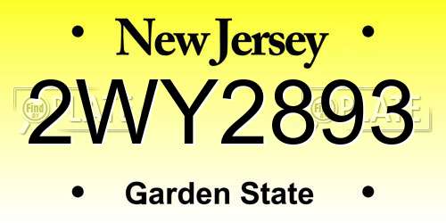 2WY2893 New Jersey License Plate