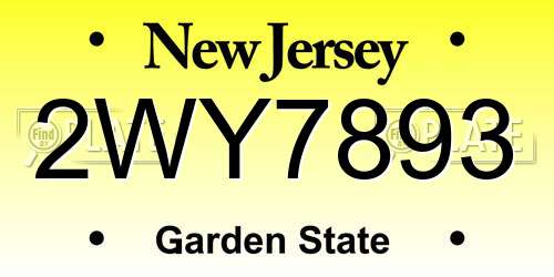 2WY7893 New Jersey License Plate