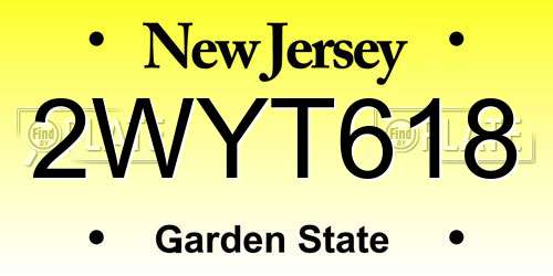 2WYT618 New Jersey License Plate