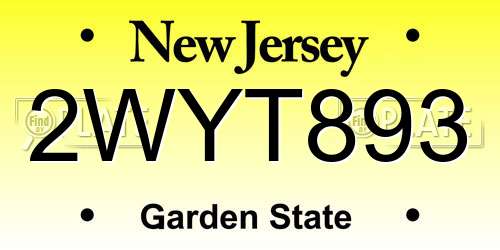 2WYT893 New Jersey License Plate