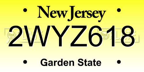 2WYZ618 New Jersey License Plate