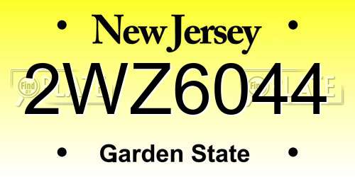 2WZ6044 New Jersey License Plate