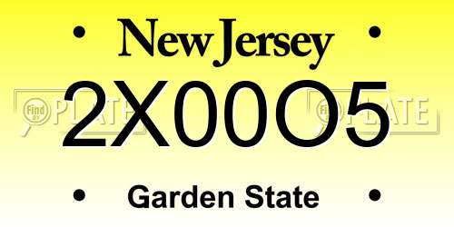 2X00O5 New Jersey License Plate