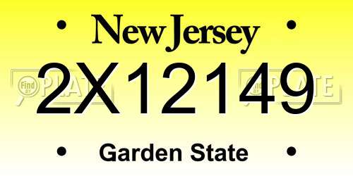 2X12149 New Jersey License Plate